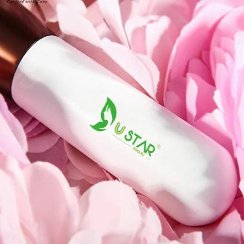 Ustar Flat Top Kabuki Foundation Brush Makeup Tools, Rose Golden/White