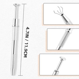 3 Pack 4 Claw Jeweler's Pick Up Tool 4 Prongs Holder Diamond Claw Tweezers BGA Chip Pick for Small Parts Pickup, Tiny Objects Ic Chips Electronic Components (Silver)