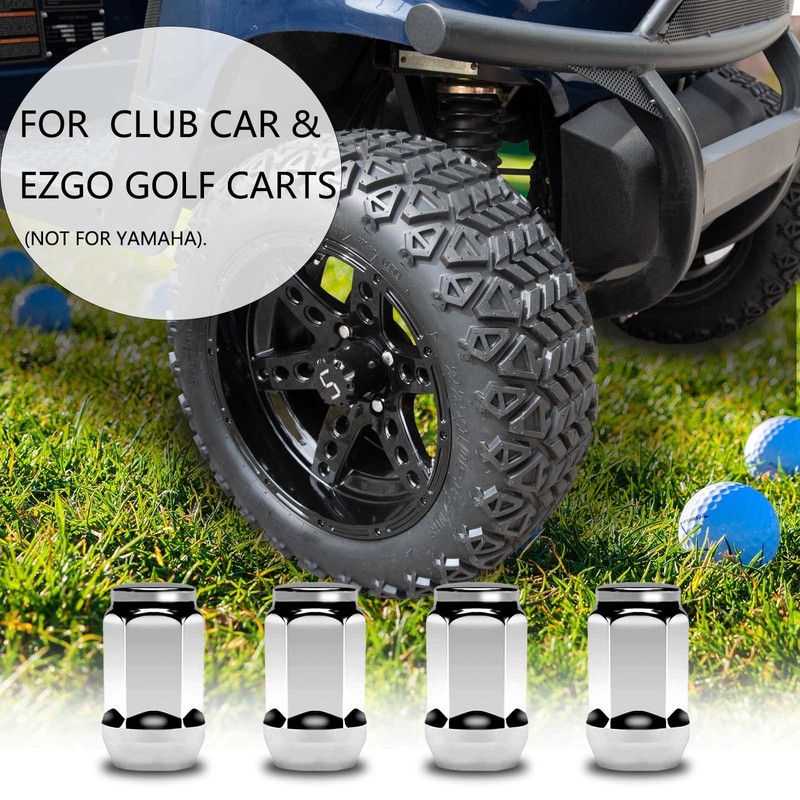 Shu-Ran Golf Cart Wheel Lug Nuts Chrome Standard 1/2"-20 for