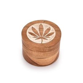 Mahasu Spice Celler Acacia Wood Round Storage Box for Spices perfect for keeping table salt, gourmet salts, herbs or favorite seasonings (3.5” x 3.5” x 2.5”)