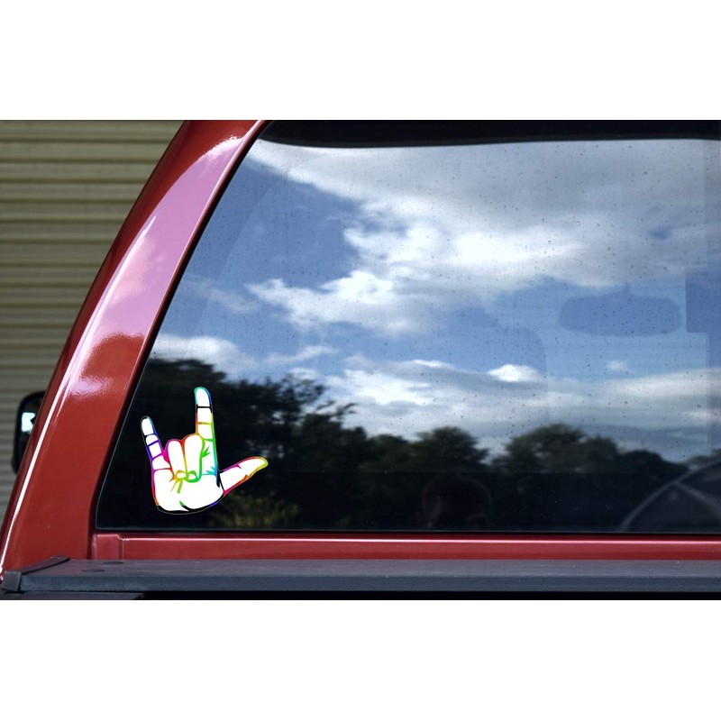 StickerTalk Rainbow ASL I Love You Vinyl Sticker, 5 inches