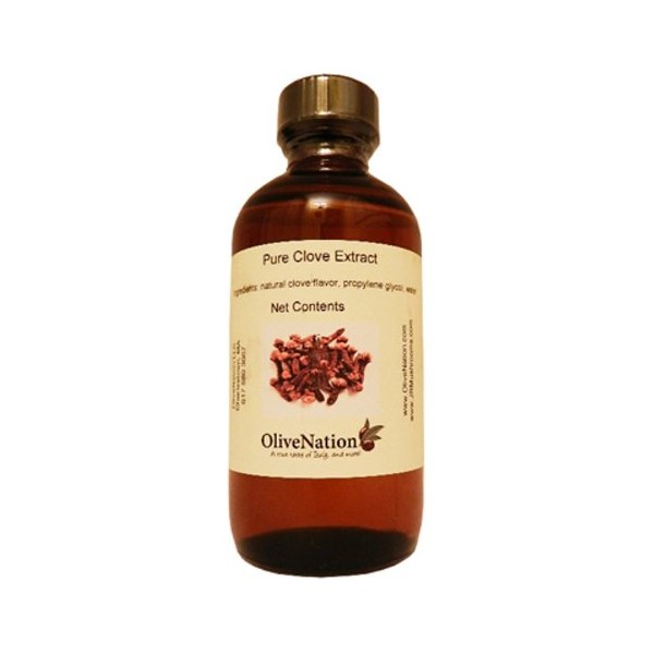 OliveNation Pure Clove Extract - 8 ounces - Kosher labeled, Gluten free, Sugar free - Spicy note to cakes, cookies, brownies, frostings and homemade ice cream