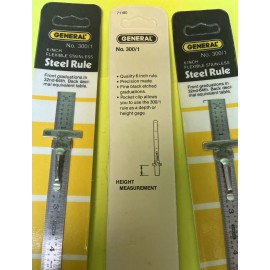 General 300/1 Pocket Rule 6”Stainless Steel W/Depth Gauge (3pcs)Vintage1