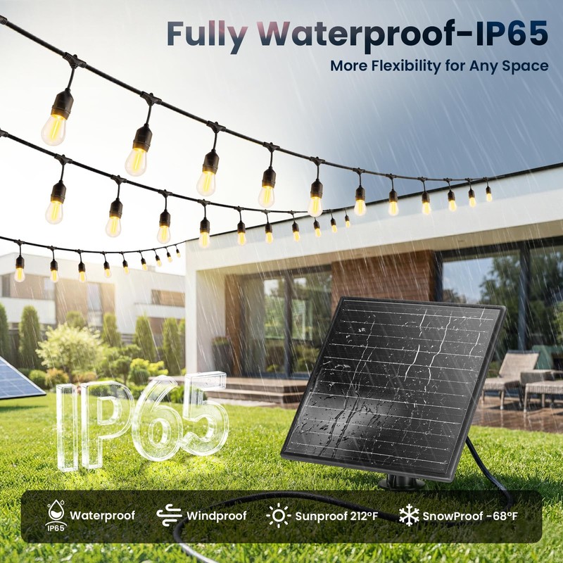 EIKOSON 48FT Solar String Lights Outdoor Waterproof, 30 Super Bright