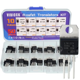 VIBICCK 10 Values 50 Pcs Linear Voltage Regulator Positive External Voltage Kit LM317 L7805 L7806 L7808 L7809 L7810 L7812 L7815 L7818 L7824 TO-220 Adjustable Voltage Regulator Assortment Kit