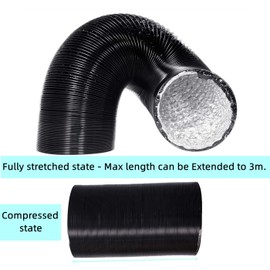 JSIXASO Exhaust Hose, Ventilation Hose, Length 3 m - 125 mm, Aluminium Flex Pipe, Ventilation Pipe for Exhaust Fan, Bathroom, Hydroponics (125 mm x 3 m)
