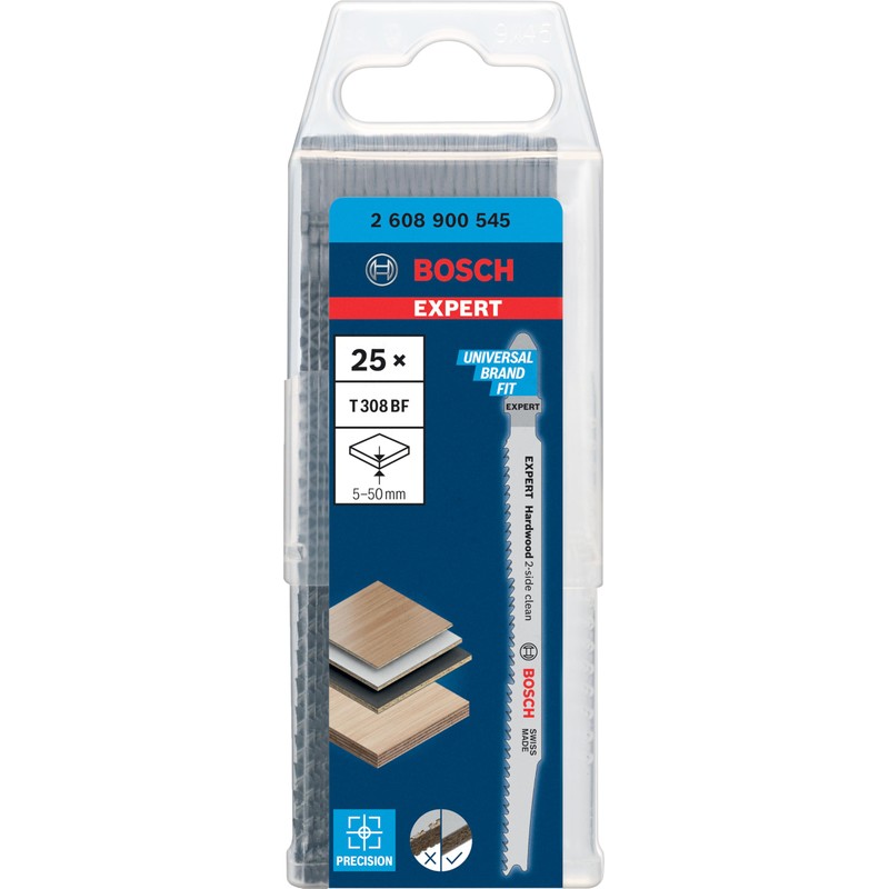 Bosch Bosch 25x Stichs?geblatt Expert Hardwood 2-Side Clean T 308