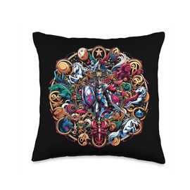 Zodiac Rider Knight Universe Warriors Invincible Calendar Throw Pillow