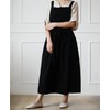 ACHSOO Cotton Solid Color Pinafore with Pockets Cross Back Straps