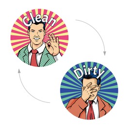 Dishwasher Magnet Clean Dirty Sign, Double Sided Funny Clean Dirty Magnet Flip Sign Reversible Kitchen Accessories for Dish Washer Refrigerator Laundry Room