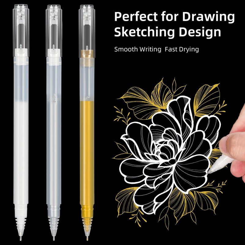 SMOOTHERPRO Silver Gel Pen Set, 3 Pcs 1.0 mm Bold