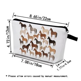 YULUENZE Horse Makeup Bag Cute Small Organizer Bag with Zipper Horse Manada Cosmetic Bag Aesthetic Birthday Present for Women Friends