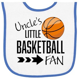 inktastic Uncle's Little Basketball Fan Baby Terry Cloth Bib White and Royal 31b1a