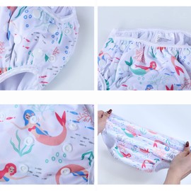 MIXIDON Reusable Swim Nappy Baby Swimming Nappies Adjustable Size Washable Nappy for Swimming Lesson 0-3 Years,Dance+Unicorn+Mermaid