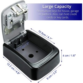 DSL Key Safe Wall Mounted, Waterproof Outdoor 4 digit Combination Key Box, Security Lockbox for Home Garage Office Industries Vehicles Holidays
