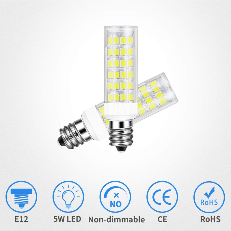 DiCUNO E12 5W LED Bulb, 50W Halogen Equivalent Daylight White