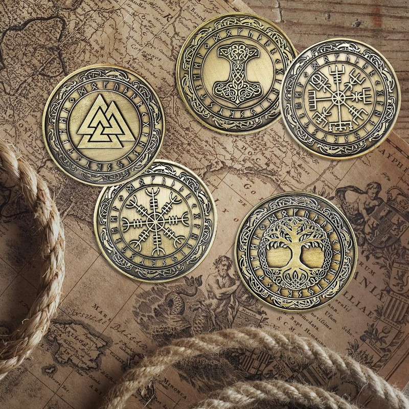 Viking Vegvisir Coin Viking Compass Coin Wayfinder Symbol Nordic Mythology
