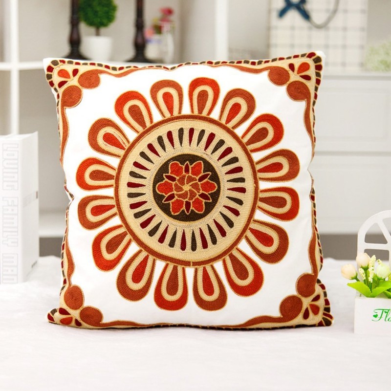 ZUODU 45cmx45cm Embroidered Cotton Decorative Throw Pillow Cover Cushion Case