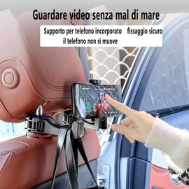 Car Seat Back Storage Hook, 360 Degree Set of 2 Universal Car Seat Back Storage Hook - Double Hook Holder for Convenient Storage, Rotating Hook Headrest Car (Blue, Pack of 2)