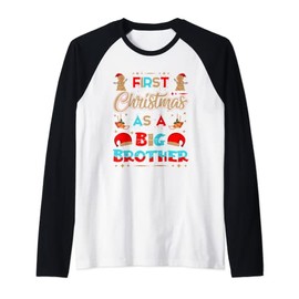 First Christmas As A Big Brother - Siblings Xmas Raglan, black
