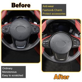 CHEAYAR ABS Chrome for Toyota Supra GR A90 A91 MK5 2022 2021 2020 2019 Car Steering Wheel Decoration Frame Trim Accessories (Carbon Fiber)