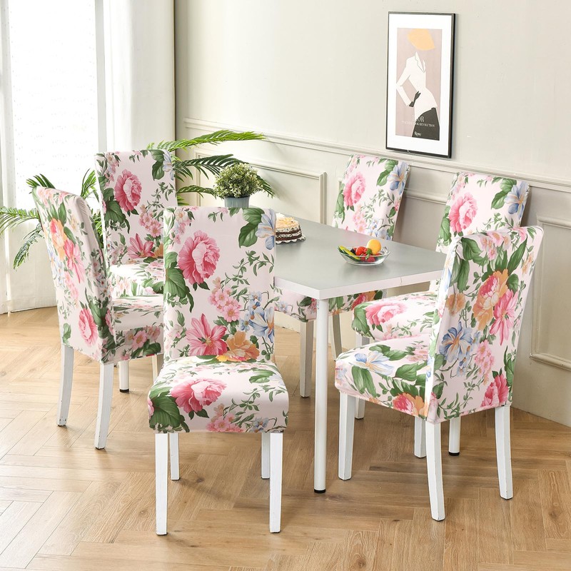 Fuloon Chair Covers for Dining Room 4 Pack, Printed Stretch