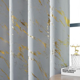 WUBODTI Grey 100% Blackout Curtains for Bedroom Living Room 108 Inches Long 2 Panels Set, Gold Marble Patterned Thermal Insulated Curtain Grey and Gold Room Darkening Grommet Drapes