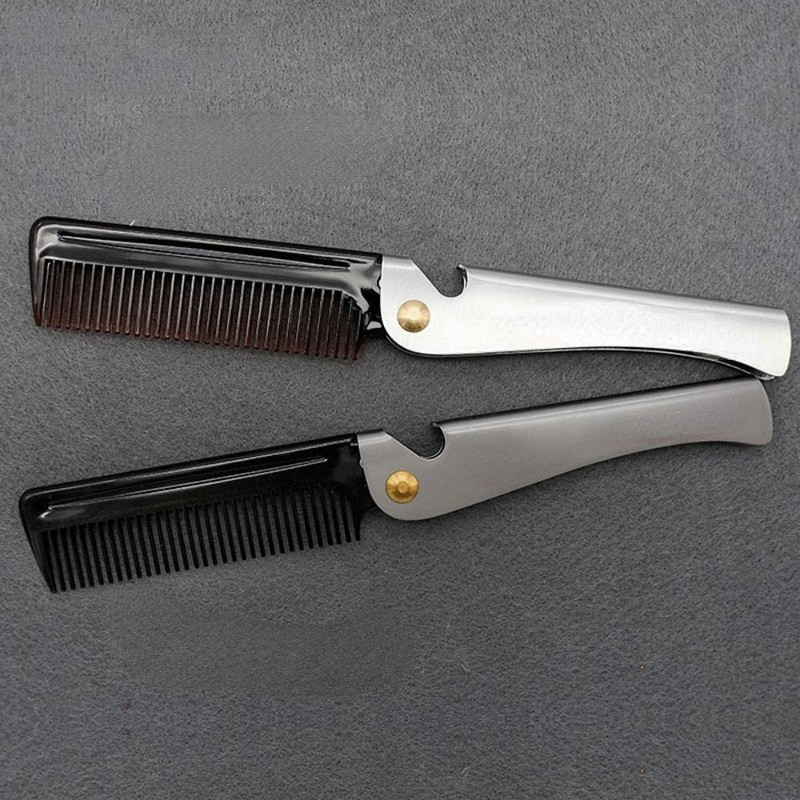 VOANZO Folding Comb Moustache Comb Stainless Steel Beard Comb for