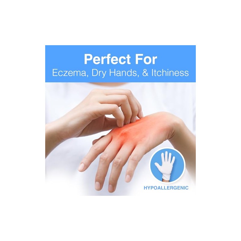 CARA Guantes de algodón eccema hidratantes, medianos, 6 pares