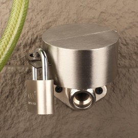 Outdoor Faucet Lock with Padlock Water Spigot Lockout Device Suitable for Garden Hose Bib Water Valve Childproof,Prevent Water Theft and Unauthorized Use of Water, Stainless Steel