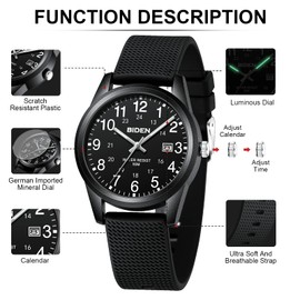 LN LENQIN LN LENQIN Mens Watches Analog Quartz Sports Unisex Watch 30M Waterproof Nurse Watches for Men Women Nurse Medical Professionals Military Time with Second Hand Glowing Easy to Read Dial Wrist Watch