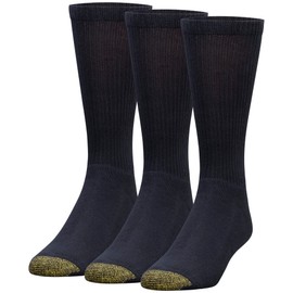 Gold Toe Men's Uptown Crew 3 Pack Socks, Black, Sock Size 10-13/Shoe Size 6-12.5