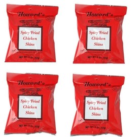 Howard's Spicy Crispy Fried Chicken Skins - Chicharrones de Pollo, 1.5oz, Pack of 4