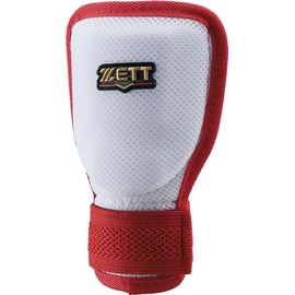 ZETT BLL322C Baseball Batter Gauntlet Guard for Hitters, White x Red