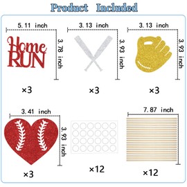 KEWUFD 12 Pcs Baseball Centerpiece Sticks, Baseball Party Decorations, Baseball Themed Birthday Party Decorations For Boys, Sports Theme Baby Shower/Anniversary Party Decoration Red Gold