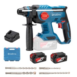 DongCheng 20V Max Cordless Rotary Hammer Drill, 7/8" SDS-Plus, 4 Application Modes, Brushless, 2.1 Joules, Cordless Demolition Hammer for Concrete, Including 2 * 4.0Ah Battery, 4 Drill Bits