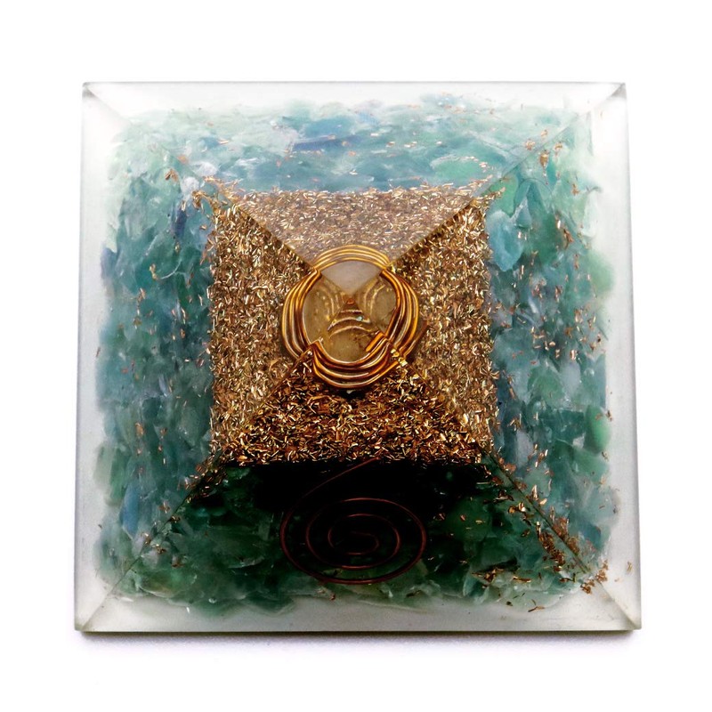 Gold Stone Orgonite Pyramid Spiritual Goods with Natural Stone, Crystal