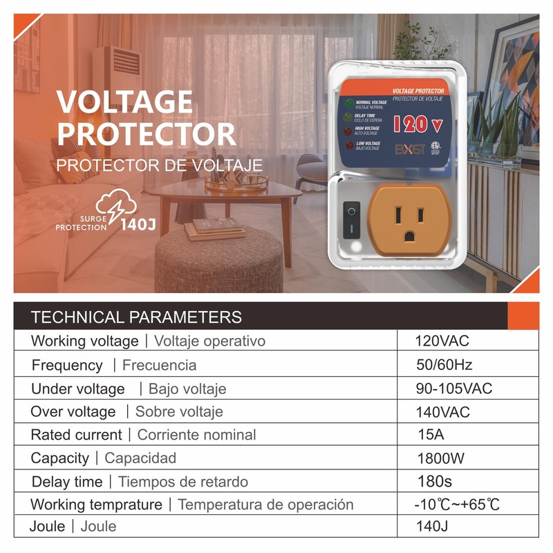 [ETL Listed] BXST Single Outlet Surge Protector for Refrigerators Voltage