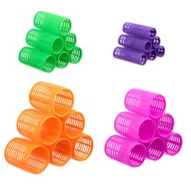 24pc Hair Rollers Collection - Bright Colored Classic Hair Rollers for Curls & Lift, Self-Grip Hair Curlers for Women In Assorted Sizes