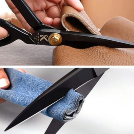 Dressmaking Scissors - 12 Inch (30.5 cm) Professional Sewing Scissor High Carbon Steel Sharp Scissors, Heavy Duty Leather Scissors for Cutting Fabric, Clothes, Leather, Raw Materials (Black)