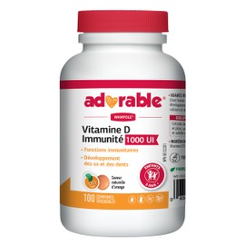 Wampole Adorable Vitamin D Immunity 1000 IU – Helps Support Immune Function – 100 chewable tablets – For Children Age 3 and Up