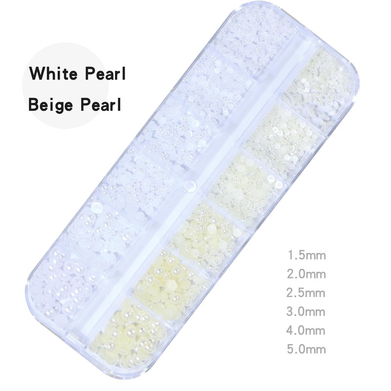 HNUIX Nail Rhinestones and Charms - 3D Round Multi Size