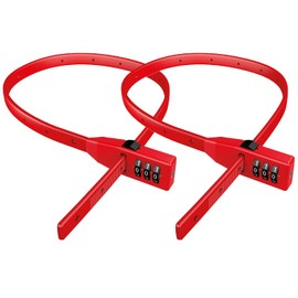 BASI Pack of 2 Cable Tie Lock, Universal Security Strap with Steel Core, Ultralight & Flexible, Multifunction Lock, Cable Lock, Colour: Red, Pack of 2
