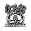 Silver Crushed Diamonds Love Sign on Heart Sparkle Ornaments |