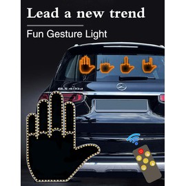 Car LED Finger Light Hand Gesture Sign with Remote Control Funny Car Window Accessories for Men Women Car Truck Driver (Finger Light)