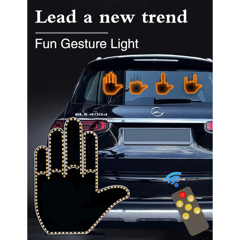Car LED Finger Light Hand Gesture Sign with Remote Control