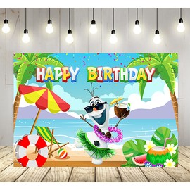 Hawaiian Aloha Backdrop for Birthday Party Supplies Summer Photo Backgrounds Olaf Theme Baby Shower Banner 59x38in