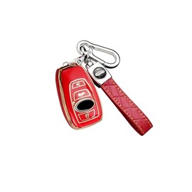 ontto Car Key fob Cover fit for Subaru Forester Impreza Outback WRX BRZ XV Crosstrek Ascent 2014-2022 Key case TPU Key Holder Keyring Key Shell Keychain Protective Accessories 4 Buttons Red