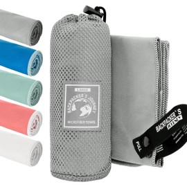 Backpacker's Journey Microfibre Towels in S, M, L, XL, Travel Towel Sets, Lightweight, Quick-Drying, Absorbent and Anti-Bacterial (Grey S)