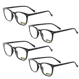 LUFF Lesebrille für Herren Damen - Dioptrien Blaulicht Brille Leichte Computerbrille Sehhilfe Augenoptik Round Federscharnieren Rundes Übergroßer Blendschutz, 4 PACK